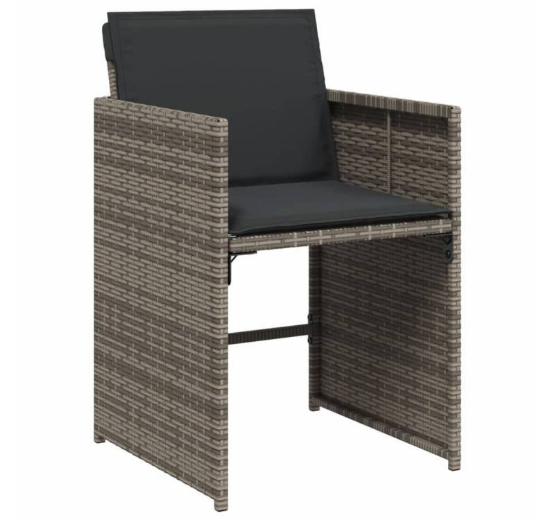 vidaXL Gartenstuhl Gartenstühle mit Kissen 4 Stk. Grau Poly Rattan (4 St) von vidaXL