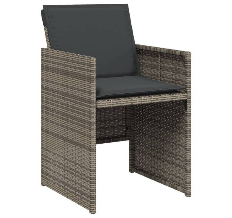 vidaXL Gartenstuhl Gartenstühle mit Kissen 4 Stk. Grau Poly Rattan von vidaXL