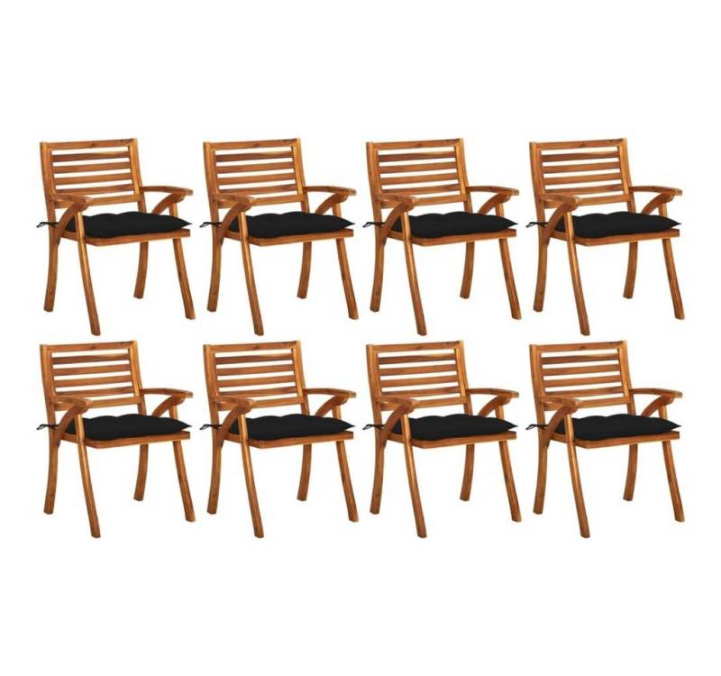 vidaXL Gartenstuhl Gartenstühle mit Kissen 8 Stk. Massivholz Akazie (8 St) von vidaXL