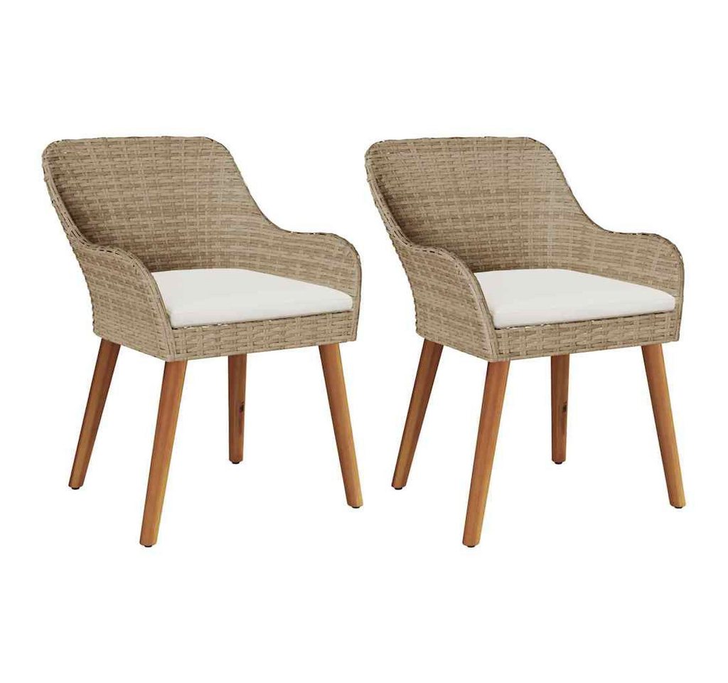 vidaXL Gartenstuhl Gartenstuhl 2 pcs Beige 55 x 62,5 x 82 cm Poly-Rattan (2 St) von vidaXL