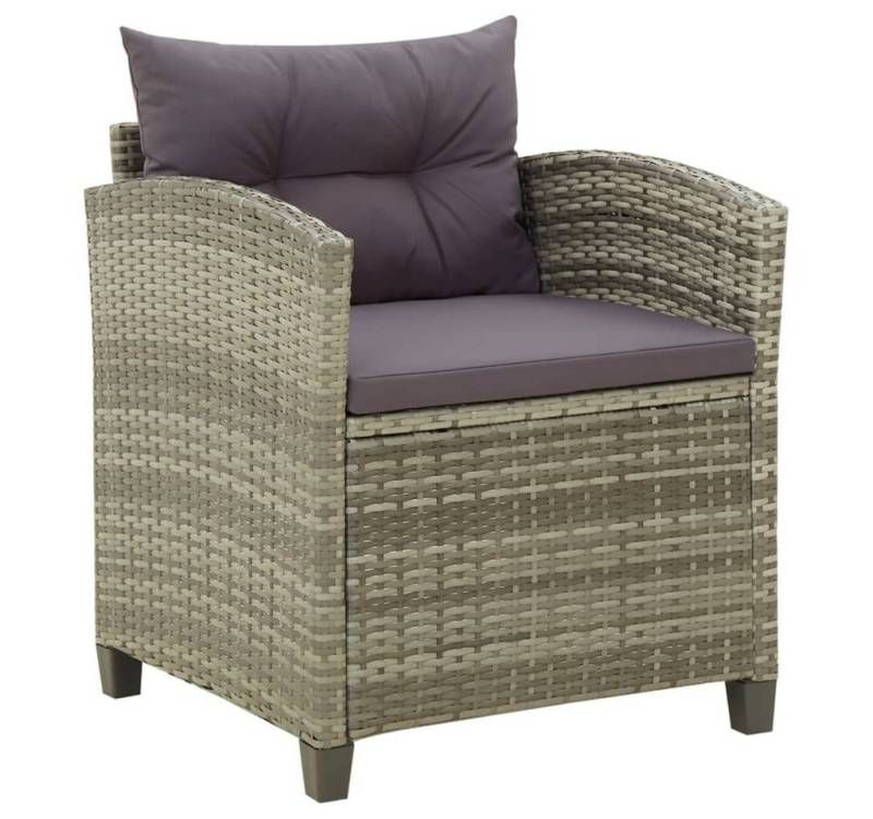 vidaXL Gartenstuhl Gartenstuhl mit Kissen Poly Rattan Grau (1 St) von vidaXL
