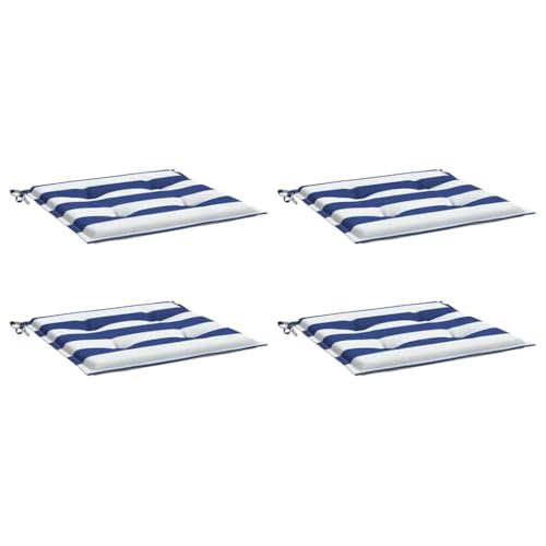 vidaXL Gartenstuhl-Kissen 4 STK. Blau & Weiß Gestreift 40x40x4cm Stoff von vidaXL