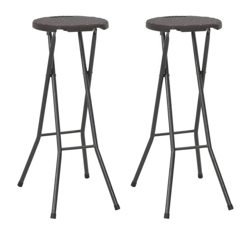 vidaXL Gartenstuhl Klappbare Barhocker 2 Stk. HDPE und Stahl Braun Rattanoptik (2 St) von vidaXL
