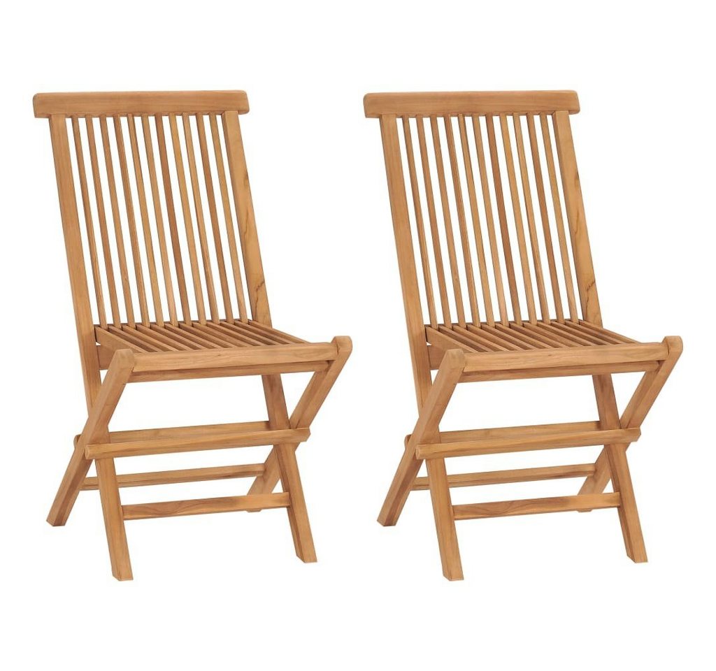 vidaXL Gartenstuhl Klappbare Gartenstühle 2 Stk. Massivholz Teak (2 St) von vidaXL