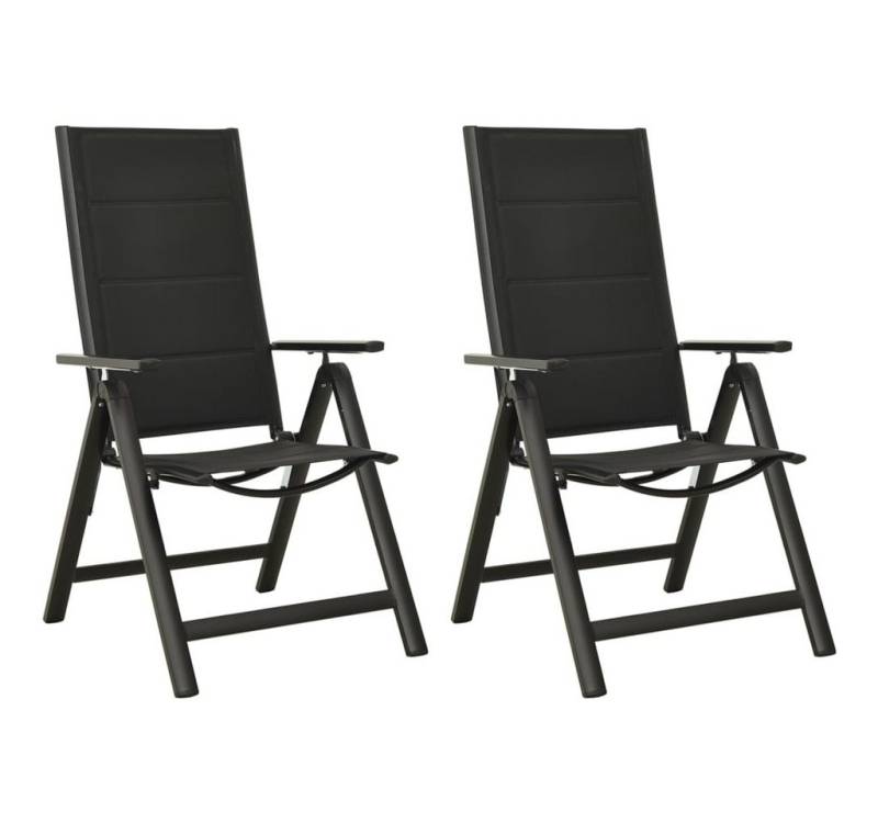 vidaXL Gartenstuhl Klappbare Gartenstühle 2 Stk. Textilene und Aluminium Schwarz (2 St) von vidaXL