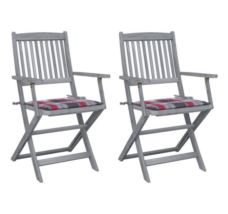 vidaXL Gartenstuhl Klappbare Gartenstühle 2 Stk. mit Kissen Massivholz (2 St) von vidaXL