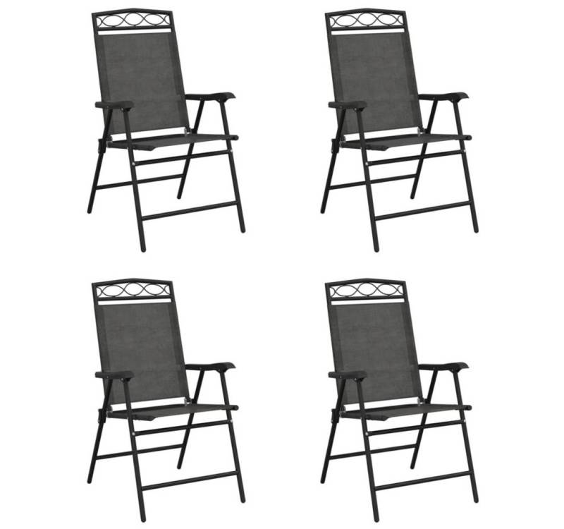 vidaXL Gartenstuhl Klappbare Gartenstühle 4 Stk. Graumeliert Stahl und Textilene (4 St) von vidaXL
