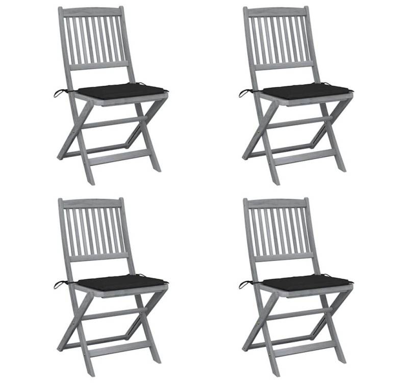 vidaXL Gartenstuhl Klappbare Gartenstühle 4 Stk. mit Kissen Massivholz (4 St) von vidaXL