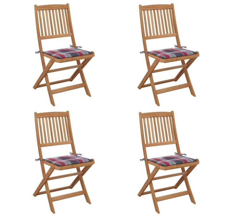 vidaXL Gartenstuhl Klappbare Gartenstühle 4 Stk. mit Kissen Massivholz (4 St) von vidaXL