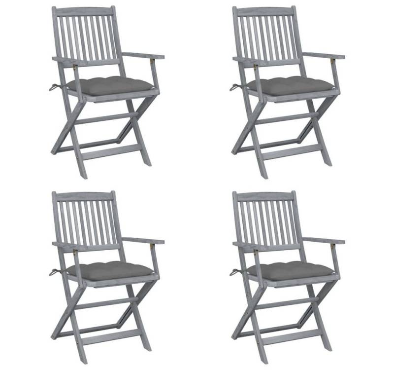 vidaXL Gartenstuhl Klappbare Gartenstühle 4 Stk. mit Kissen Massivholz (4 St) von vidaXL