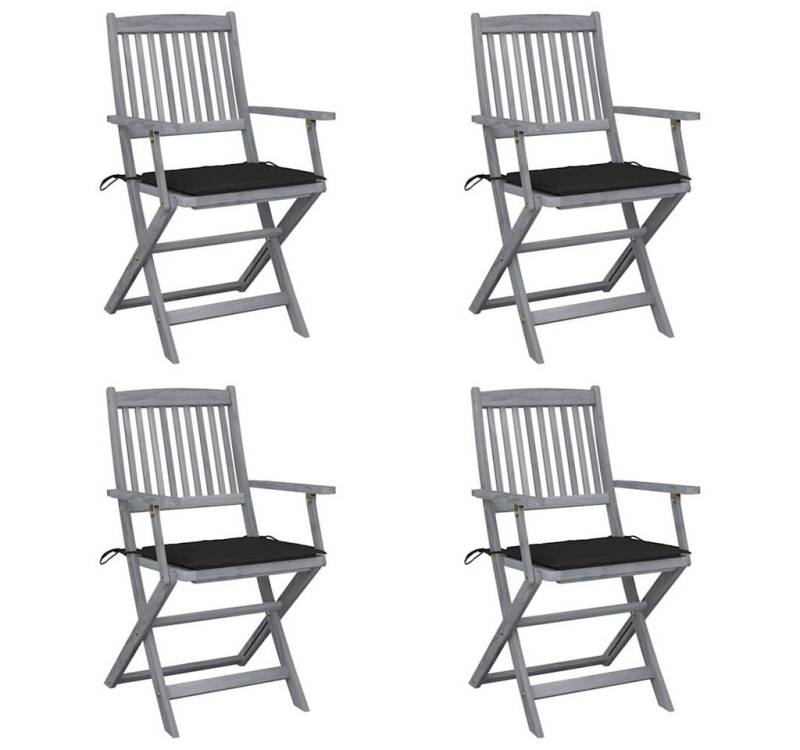 vidaXL Gartenstuhl Klappbare Gartenstühle 4 Stk. mit Sitzkissen Massivholz (4 St) von vidaXL