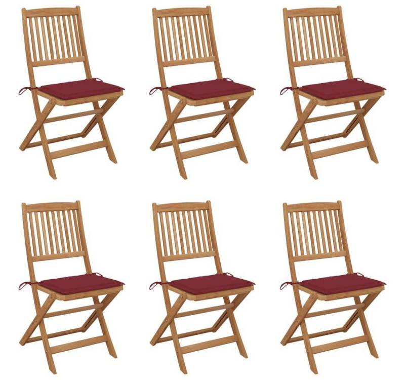 vidaXL Gartenstuhl Klappbare Gartenstühle 6 Stk. mit Kissen Massivholz Akazie (6 St) von vidaXL