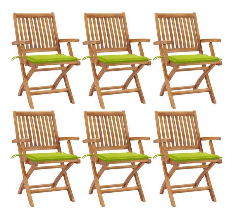 vidaXL Gartenstuhl Klappbare Gartenstühle mit Kissen 6 Stk. Massivholz (6 St) von vidaXL
