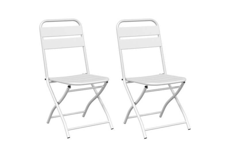 vidaXL Gartenstuhl Klappgartenstühle 2er Set Weiß Stahl (2 St) von vidaXL