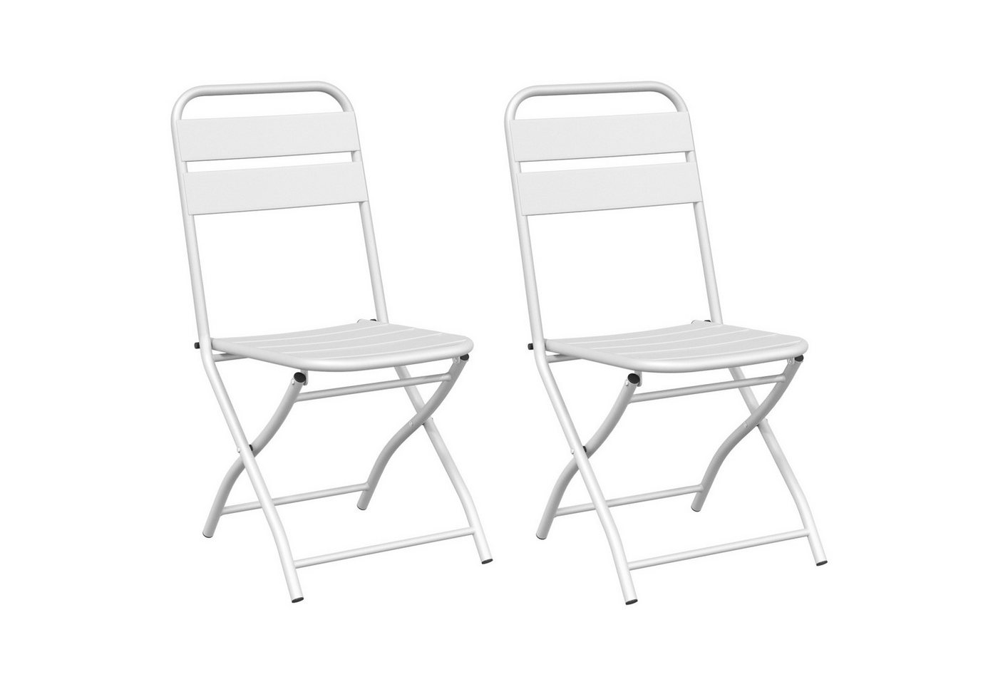vidaXL Gartenstuhl Klappgartenstühle 2er Set Weiß Stahl (2 St) von vidaXL