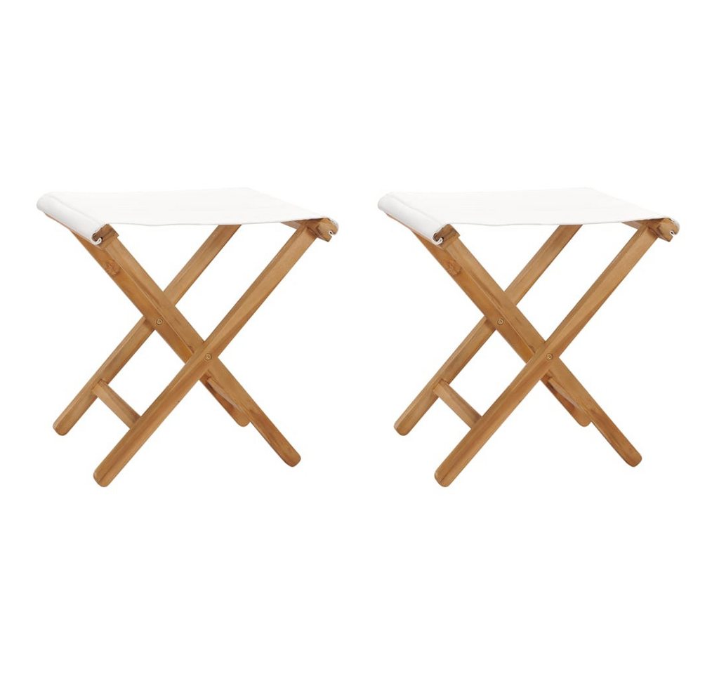 vidaXL Gartenstuhl Klappstühle 2 Stk. Massivholz und Stoff Cremeweiß (2 St) von vidaXL