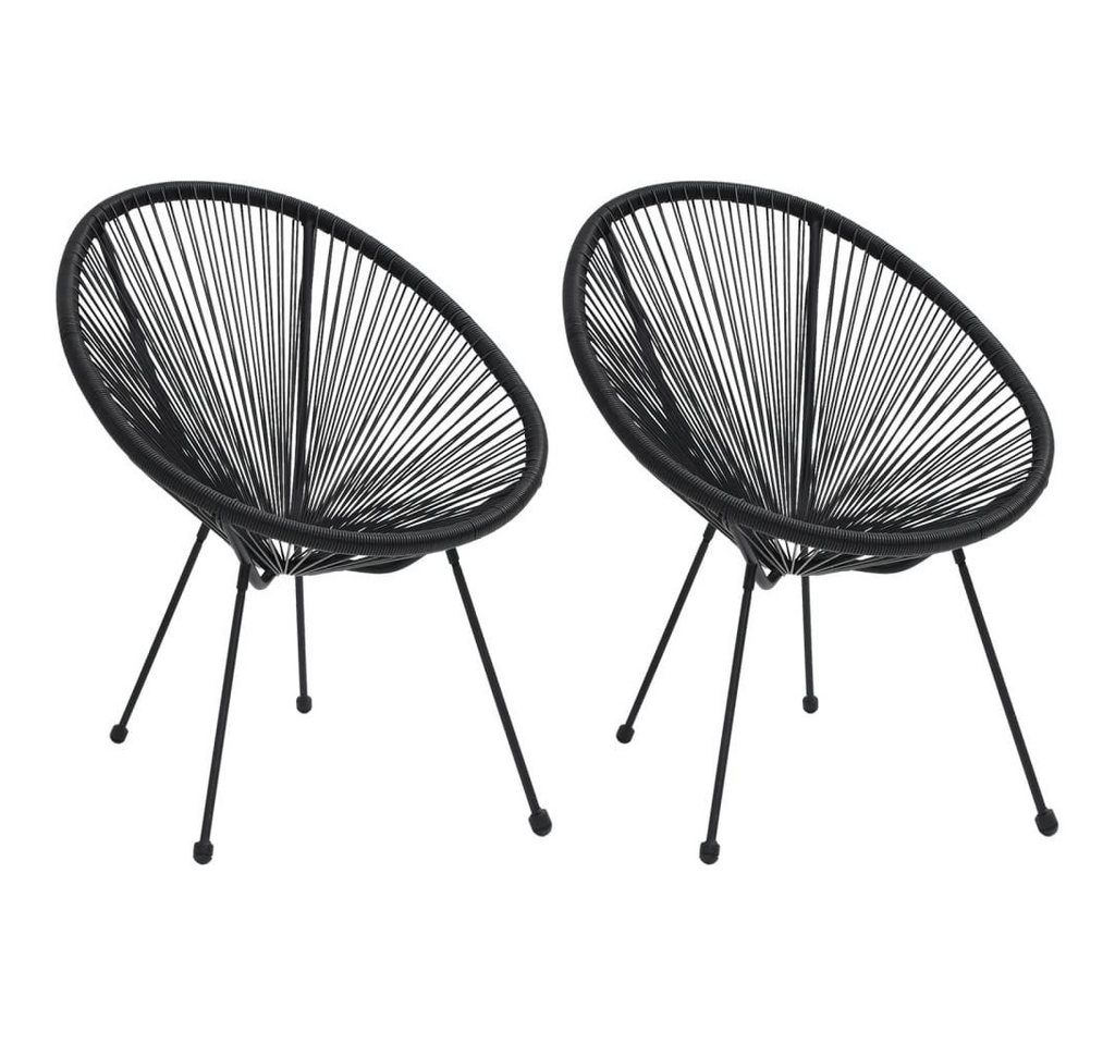 vidaXL Gartenstuhl Moon-Gartenstühle 2 Stk. Rattan Schwarz (2 St) von vidaXL