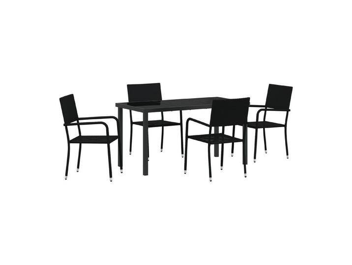vidaXL Gartenstuhl Set mit 5 Garten Essstühlen Schwarz Poly Rattan (5 St), schwarz von vidaXL