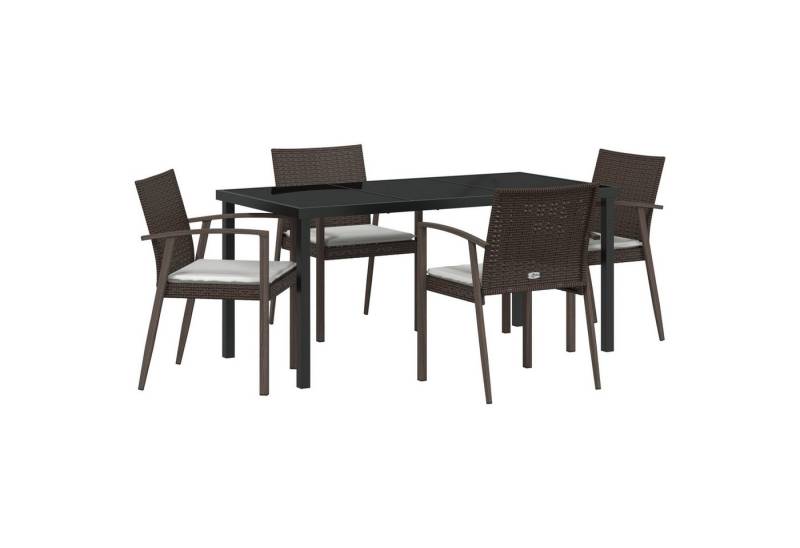 vidaXL Gartenstuhl Set von 3 Braun PE Rattan Mittel Robust Rechteckig Modern (5 St) von vidaXL