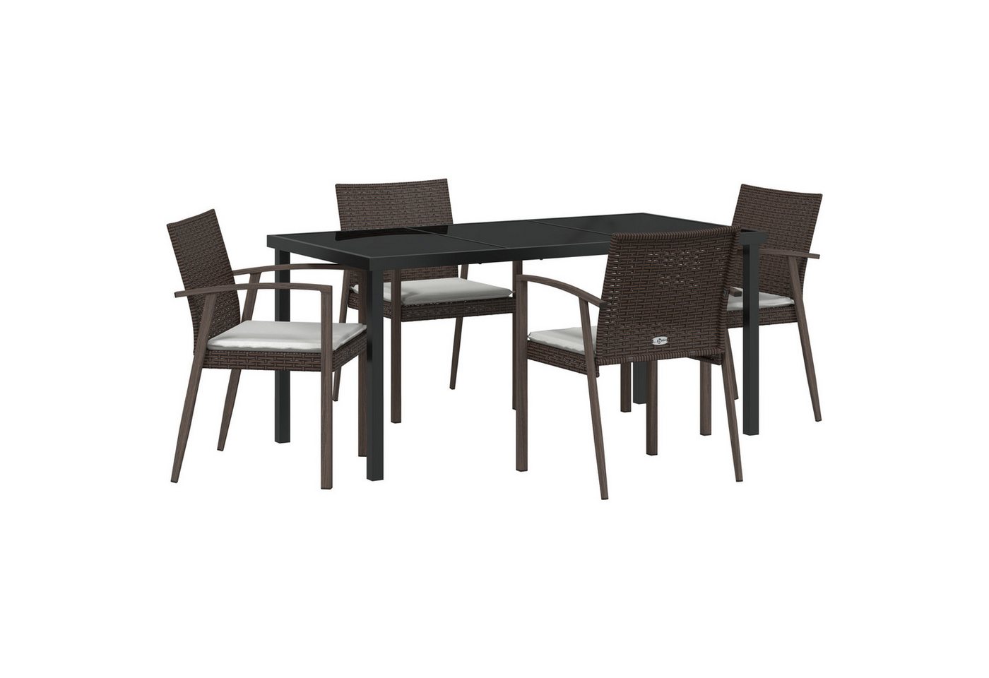 vidaXL Gartenstuhl Set von 3 Braun PE Rattan Mittel Robust Rechteckig Modern (5 St) von vidaXL