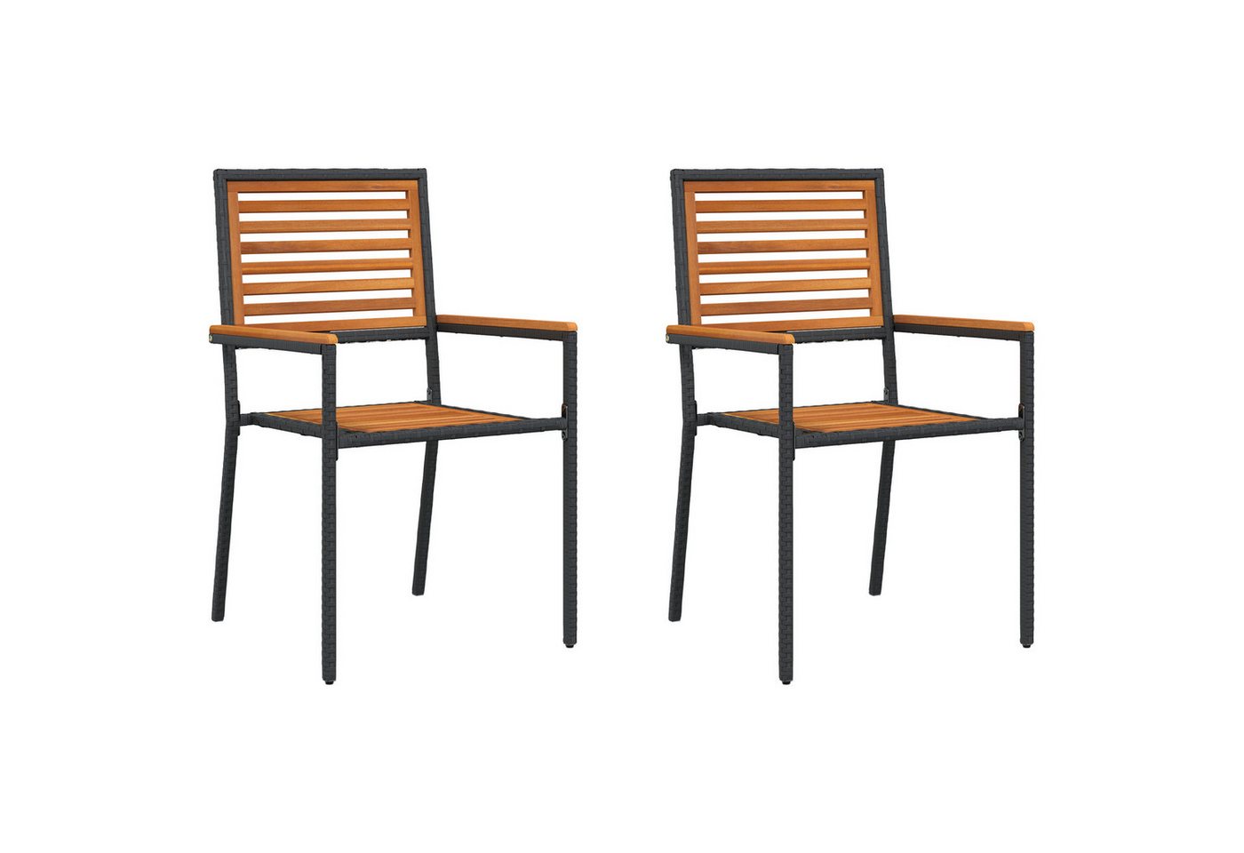 vidaXL Gartenstuhl Stapelbare Gartenstühle – 2er-Pack, schwarzes Poly Rattan (1 St) von vidaXL