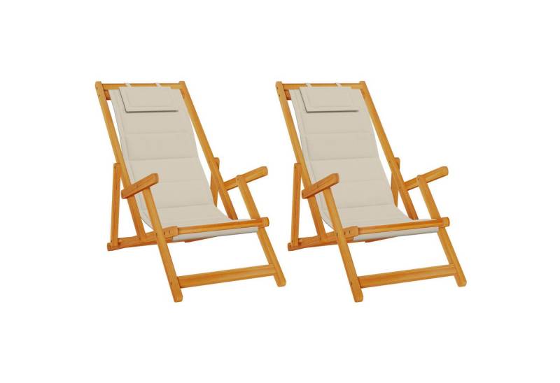 vidaXL Gartenstuhl Strandstühle 2 Stk. Klappbar Taupe nholz & Textilene (2 St) von vidaXL