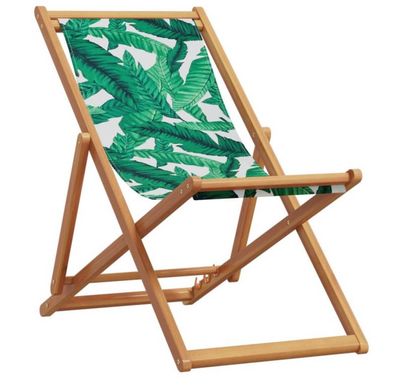 vidaXL Gartenstuhl Strandstuhl Klappbar Blattmuster Massivholz Eukalyptus Stoff von vidaXL