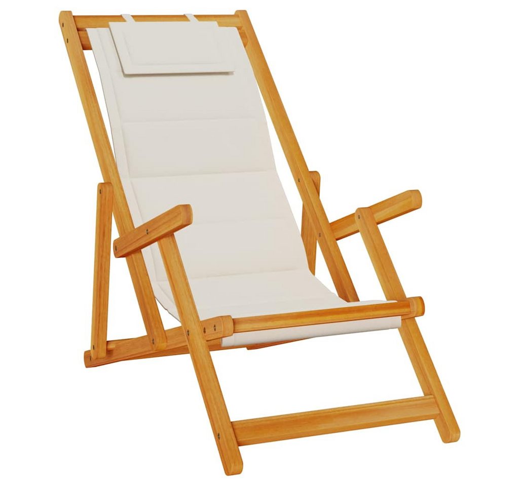 vidaXL Gartenstuhl Strandstuhl mit Armlehnen Klappbar Hellgrau Akazie Textilene vidaXL Gartenstuhl Strandstuhl mit Armlehnen Klappbar Hellgrau Akazie Textilene von vidaXL