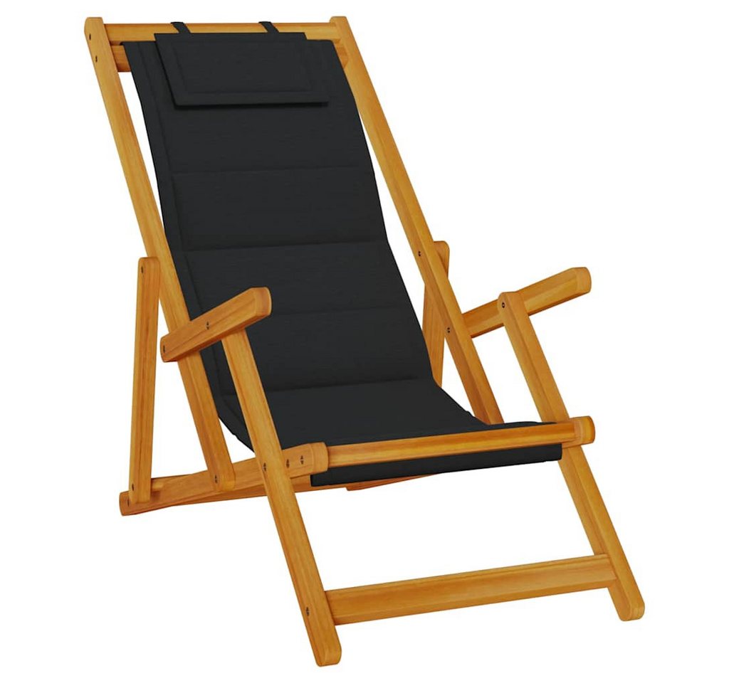 vidaXL Gartenstuhl Strandstuhl mit Armlehnen Klappbar Schwarz Textilene (1 St) von vidaXL