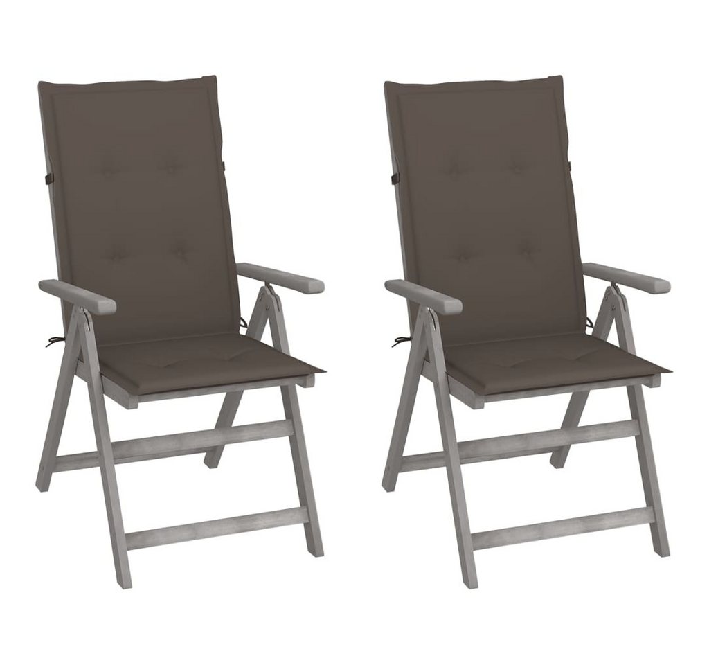 vidaXL Gartenstuhl Verstellbare Gartenstühle 2 Stk. mit Auflagen Massivholz Akazie (2 St) von vidaXL