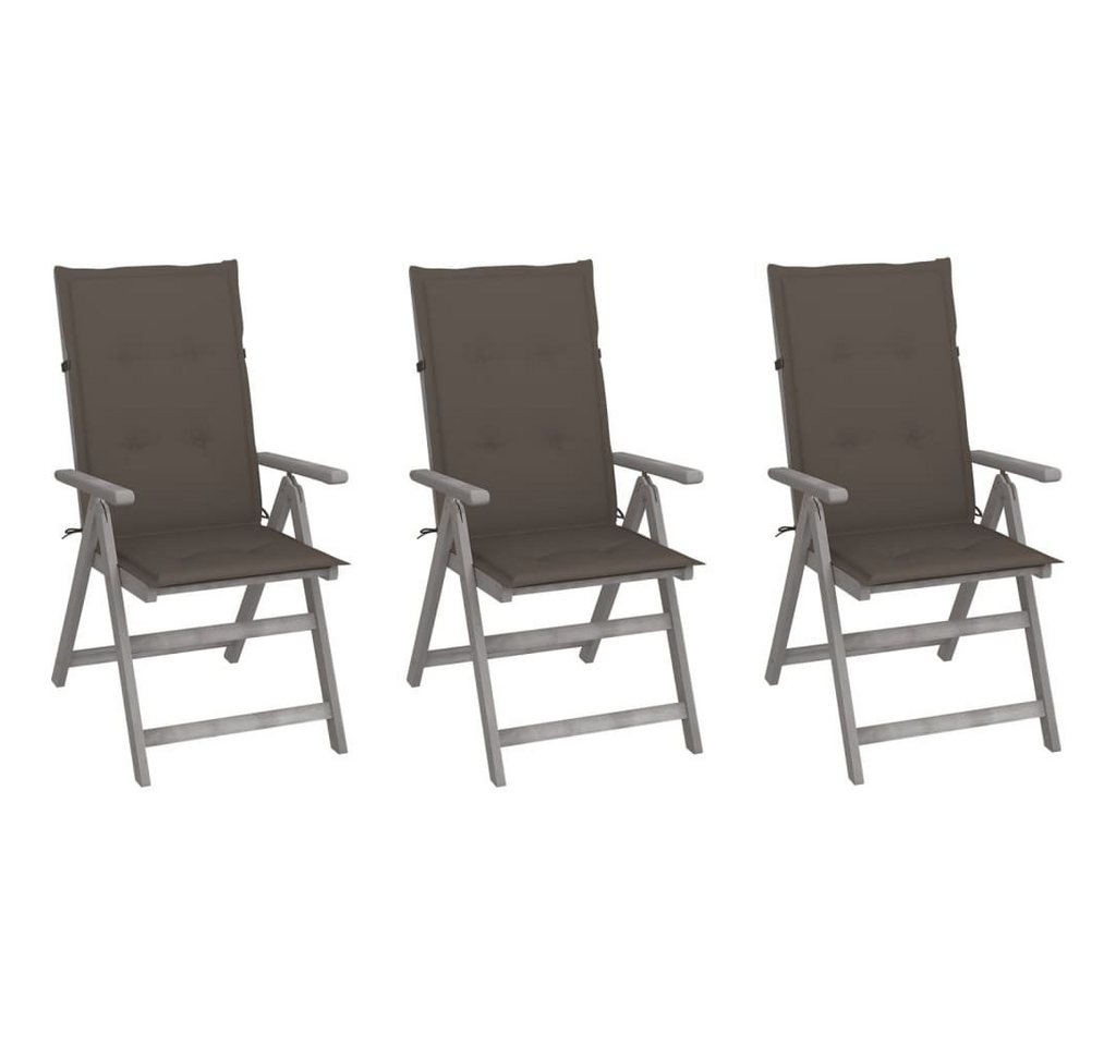 vidaXL Gartenstuhl Verstellbare Gartenstühle 3 Stk. mit Auflagen Massivholz Akazie (3 St) von vidaXL