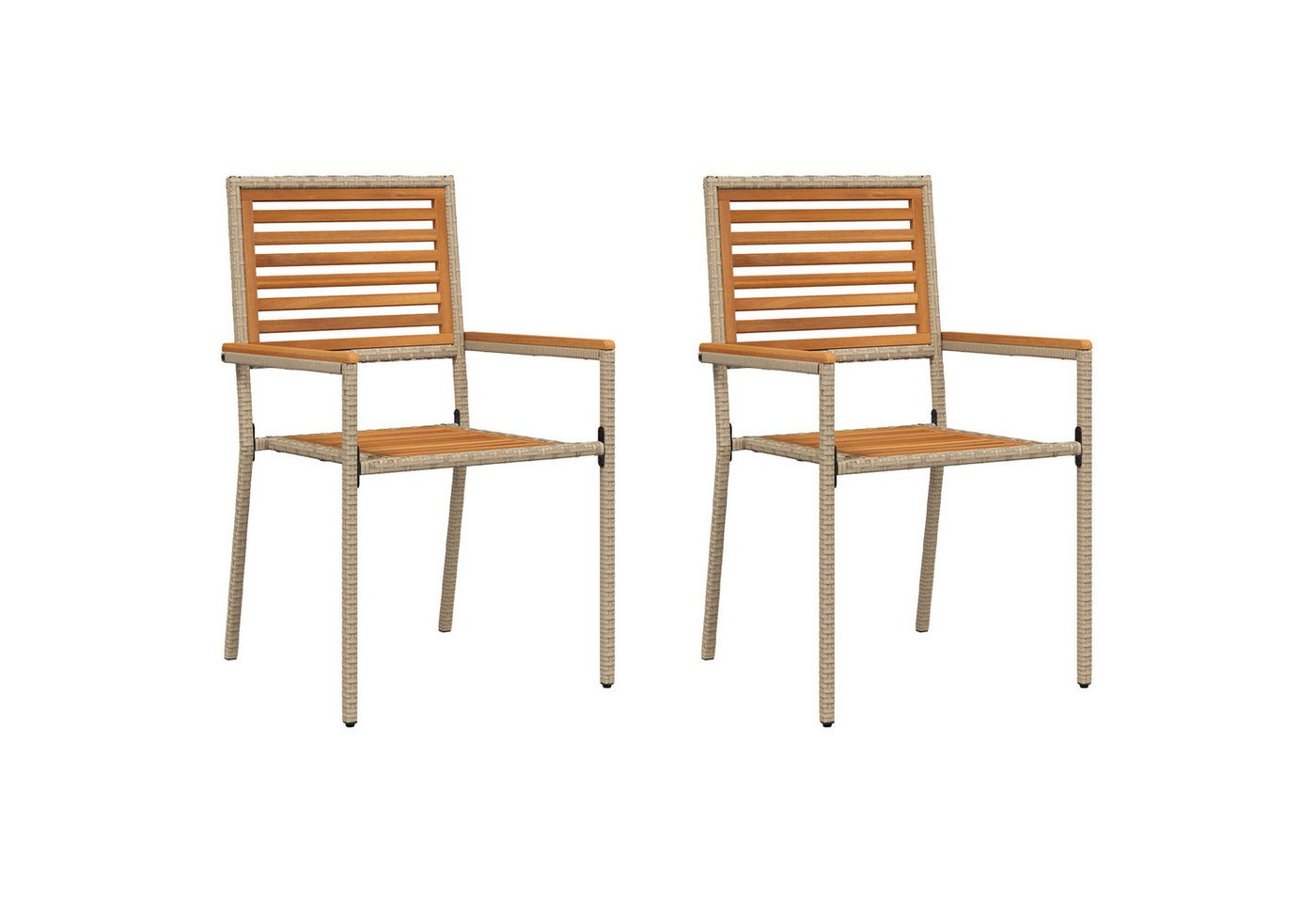 vidaXL Gartenstuhl stapelbare Gartenstühle - 2er-Set in Beige Poly Rattan. (1 St) von vidaXL