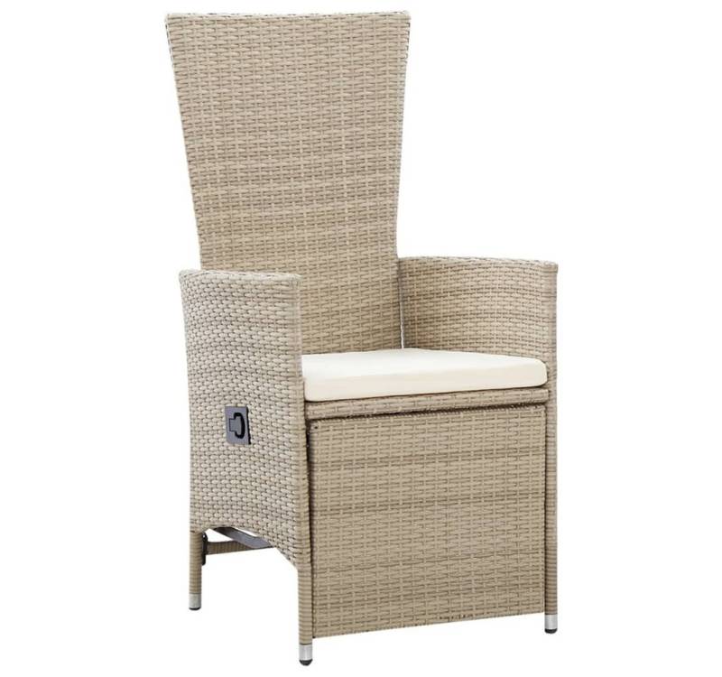 vidaXL Gartenstuhl, Garten-Liegestühle 2 Stk. mit Auflagen Poly Rattan Beige von vidaXL