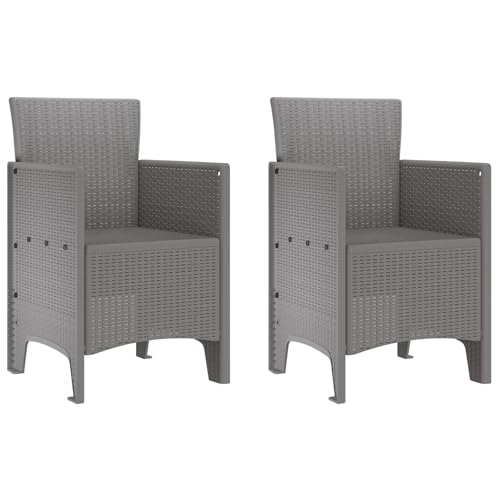 vidaXL Gartenstühle 2 Stück Hellgrau Poly Rattan Leichte Outdoor-Sitzgelegenheiten UV-beständig Langlebig Modernes Design Zusammenbau erforderlich Stuhl Kunststoff Terrassen Balkon Texturiertes Möbel von vidaXL