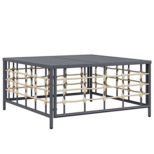 vidaXL Gartentisch, Garten Couchtisch Stahlrahmen, Terrassentisch Modulares Design, Beistelltisch Balkontisch, Anthrazit 70x70x34cm Poly Rattan von vidaXL