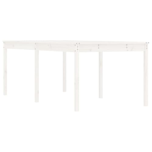 vidaXL Gartentisch, Garten Esstisch Holzrahmen, Holztisch Tisch für Outdoor, Terrassentisch Gartenmöbel, Weiß 203,5x100x76cm Massivholz Kiefer von vidaXL