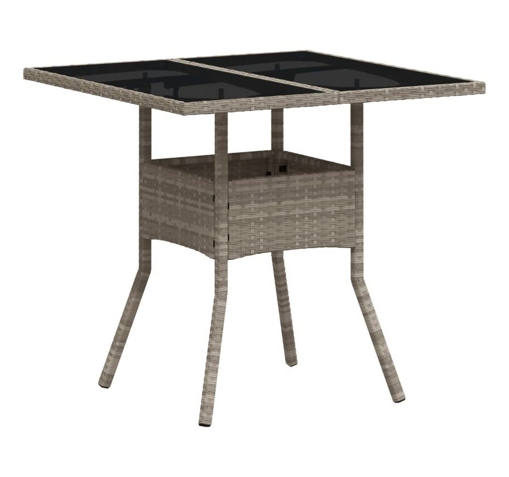 vidaXL Gartentisch, Outdoor Tisch mit Glasplatte Hellgrau 80x80x75 cm Poly Rattan vidaXL Gartentisch, Outdoor Tisch mit Glasplatte Hellgrau 80x80x75 cm Poly Rattan von vidaXL
