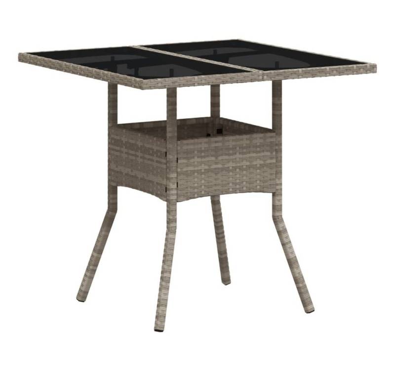 vidaXL Gartentisch, Outdoor Tisch mit Glasplatte Hellgrau 80x80x75 cm Poly Rattan vidaXL Gartentisch, Outdoor Tisch mit Glasplatte Hellgrau 80x80x75 cm Poly Rattan von vidaXL