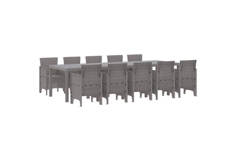 vidaXL Gartentisch 11-teiliges Garten Esstisch Set Hellgrau Poly-Rattan (11-St) von vidaXL