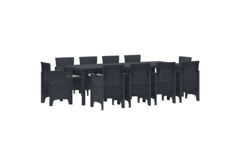 vidaXL Gartentisch 11-tlg. Garten-Essgruppe mit Kissen Anthrazit Poly Rattan (11-St) von vidaXL
