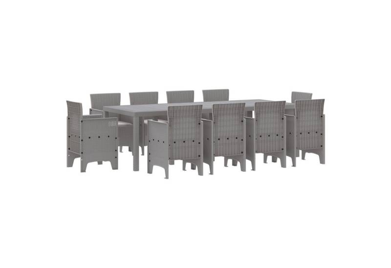 vidaXL Gartentisch 11-tlg. Garten-Essgruppe mit Kissen Hellgrau Poly Rattan (11-St) von vidaXL