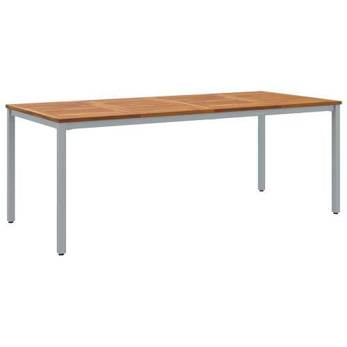 vidaXL Gartentisch 200 x 90 x 75 cm aus massivem Akazienholz und Aluminium. Großer, moderner Esstisch für draußen, wetterfest und quadratisch. Perfekt für bis zu 8 Personen. von vidaXL