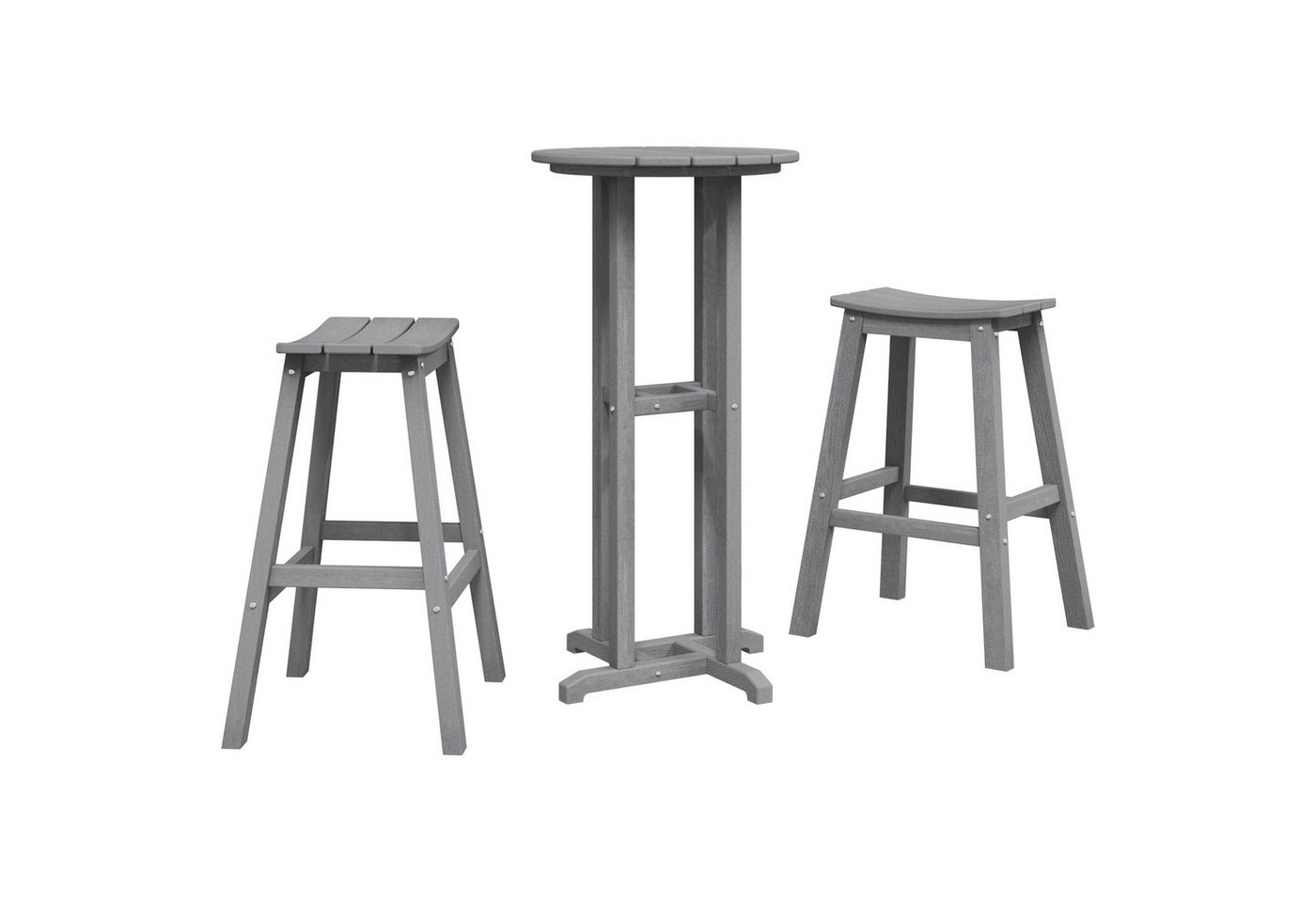 vidaXL Gartentisch 3-teiliges Garten Bar Set Hellgrau HDPE (3-St) von vidaXL