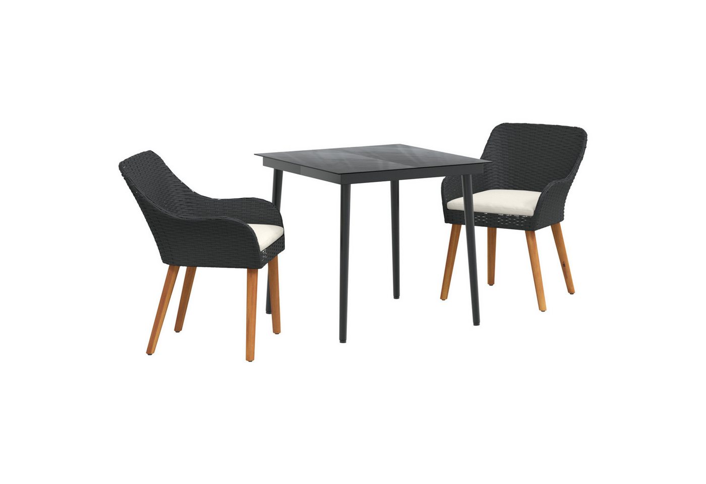 vidaXL Gartentisch 3-teiliges Garten Essset Schwarz Poly Rattan (3-St) von vidaXL