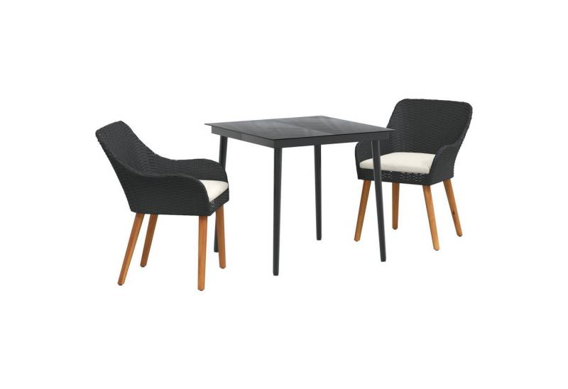 vidaXL Gartentisch 3-teiliges Garten Essset Schwarz Poly Rattan (3-St) von vidaXL