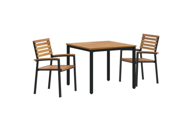 vidaXL Gartentisch 3-teiliges Garten Essset aus massivem nholz und Metall (2-St) von vidaXL