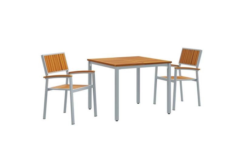 vidaXL Gartentisch 3-teiliges Garten-Esszimmer-Set aus massivem nholz und Metall (3-St) von vidaXL