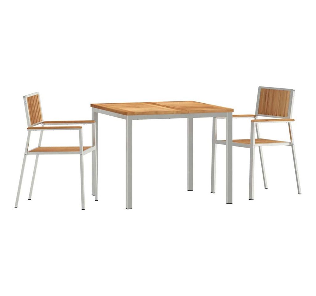 vidaXL Gartentisch Garten-Ess-Set Braun Massives holz (3-St) von vidaXL