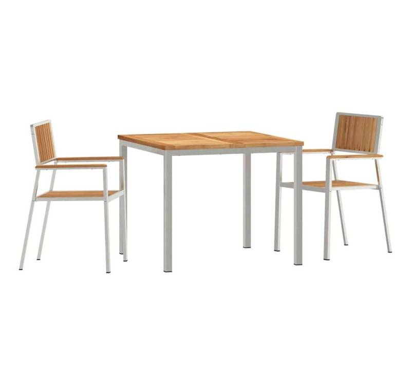 vidaXL Gartentisch Garten-Ess-Set Braun Massives holz (3-St) von vidaXL