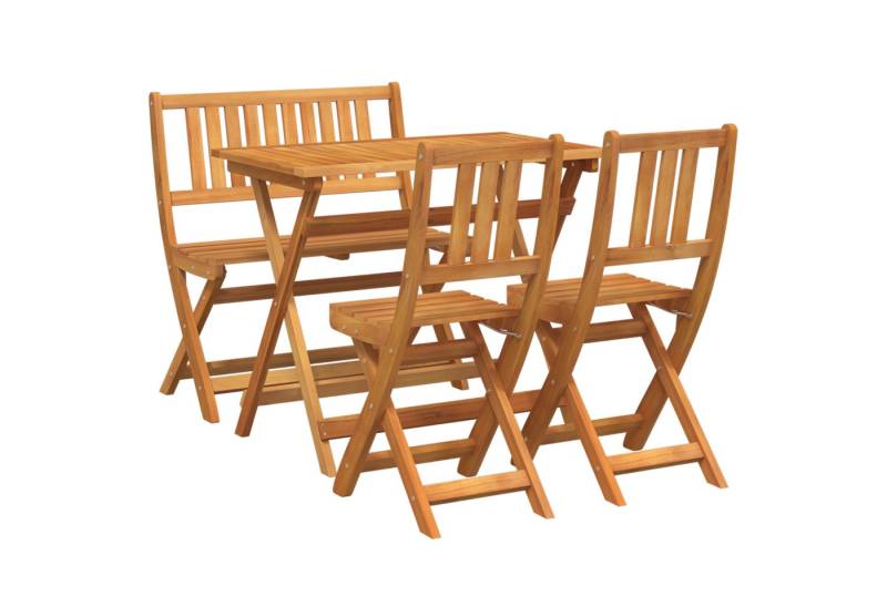 vidaXL Gartentisch 4-teiliges faltbares Garten Bistro Set aus massivem nholz (4-St) von vidaXL